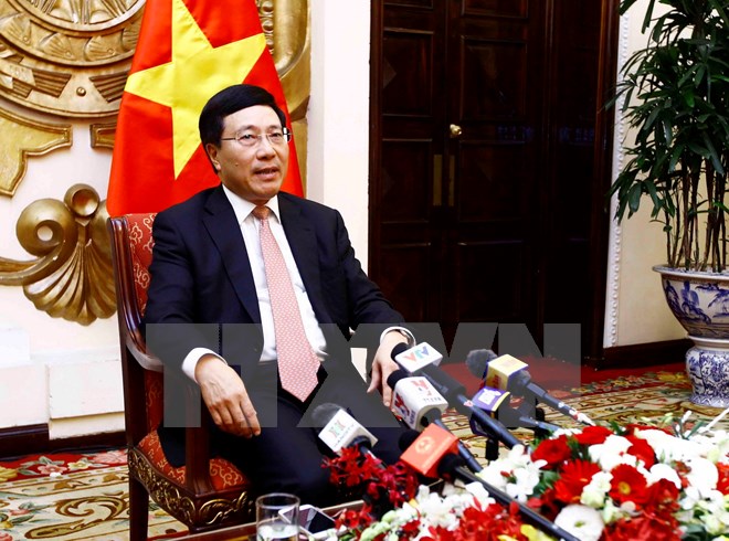 Phó Thủ tướng, Bộ trưởng Phạm Bình Minh trả lời phỏng vấn báo chí về kết quả năm APEC 2017 và tuần lễ cấp cao APEC 2017
